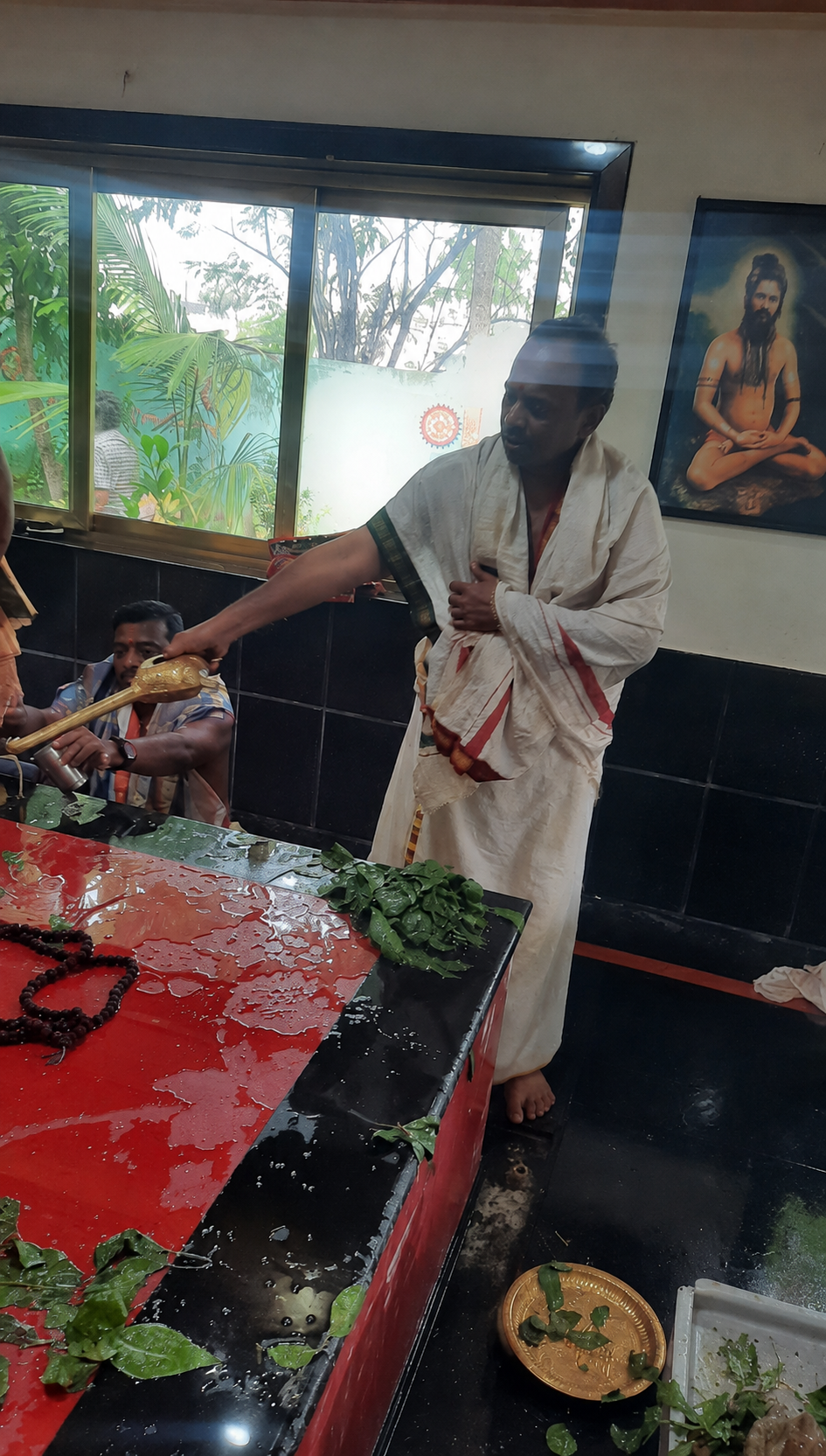 Special abhishekam at the Guru Adhistanam