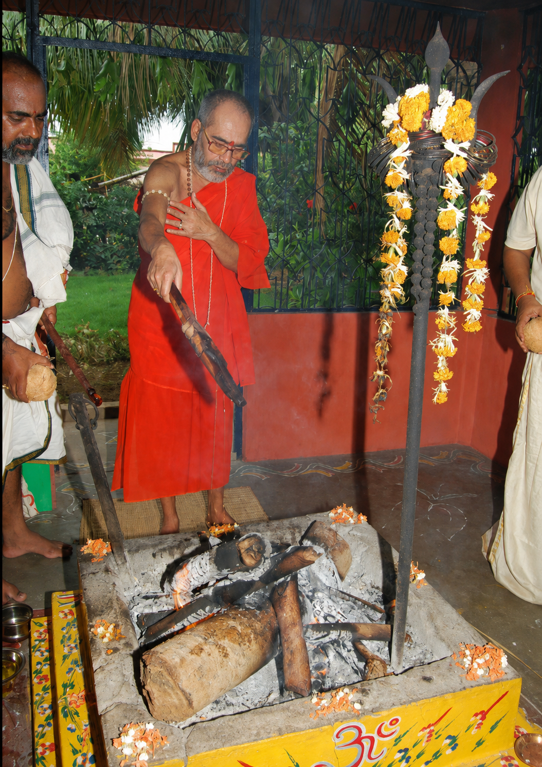 Homa being performed at the Ashram